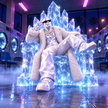 Aurum on an ice throne in a laundromat